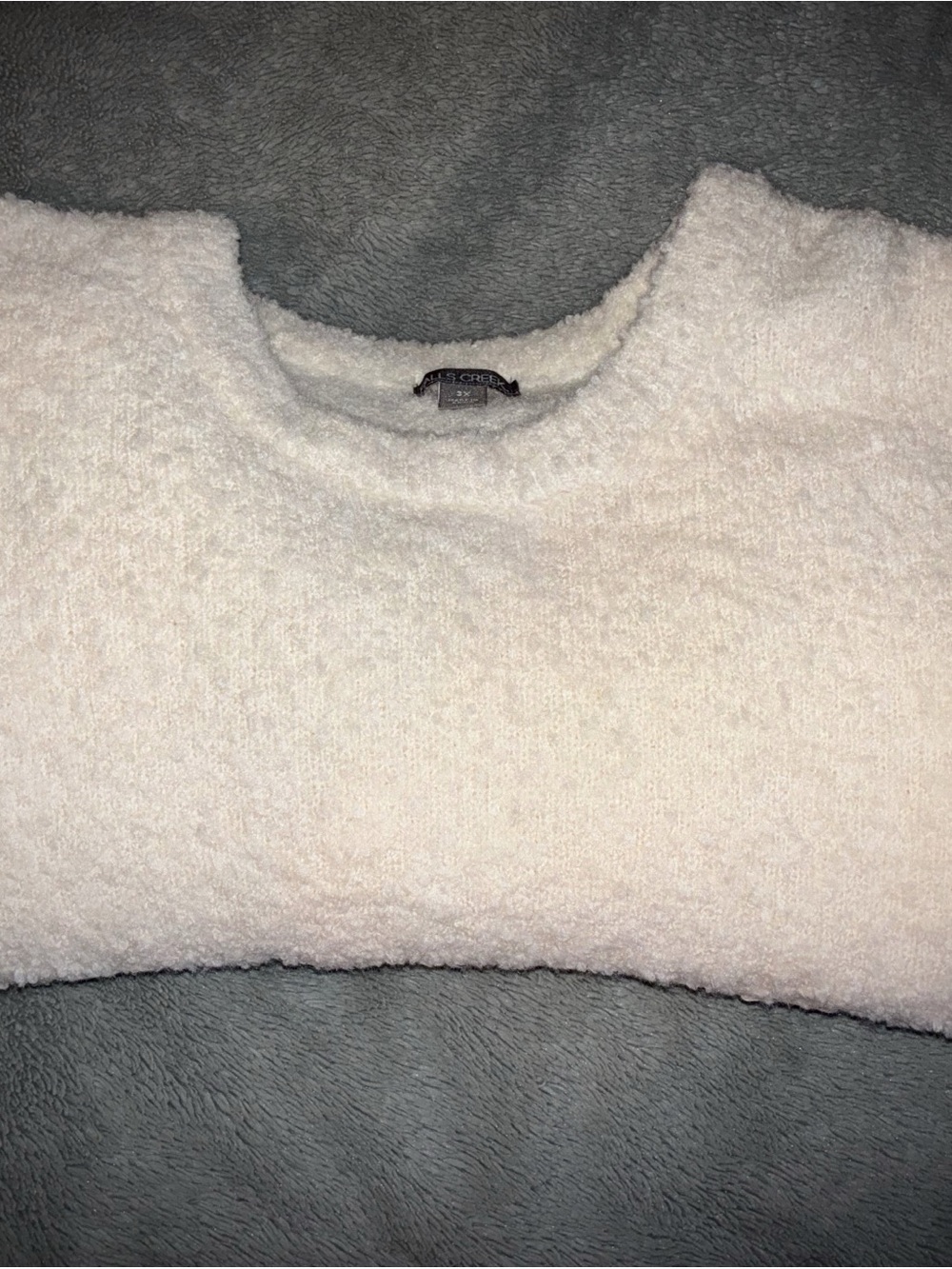Falls Creek Cream Fuzzy Crewneck Sweater